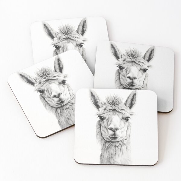 Item preview, Black and white pencil drawing of a llama  designed and sold by Pencil-Art.