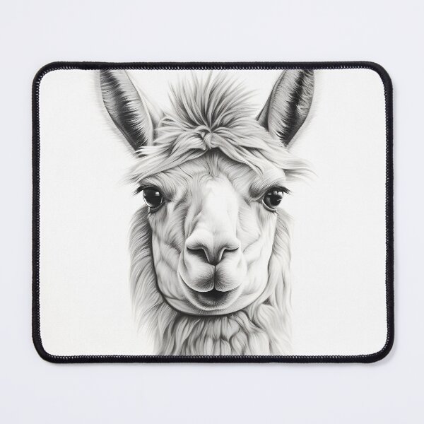 Item preview, Black and white pencil drawing of a llama designed and sold by Pencil-Art.