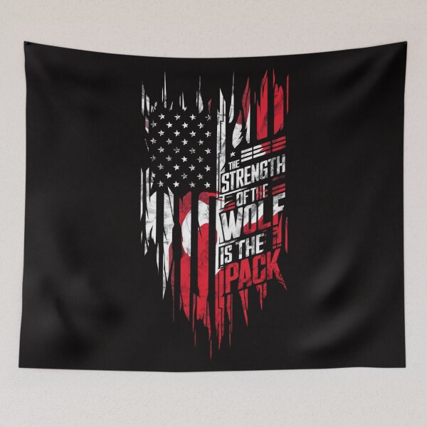 Item preview, Wolf Pack Strength Patriotic T-Shirt | American Flag & Unity Design designed and sold by HOMEDESIGNPRINT.