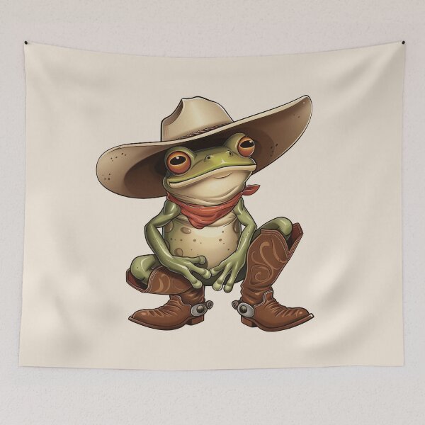 Item preview, Cute Cowboy Frog designed and sold by RetroPrints.