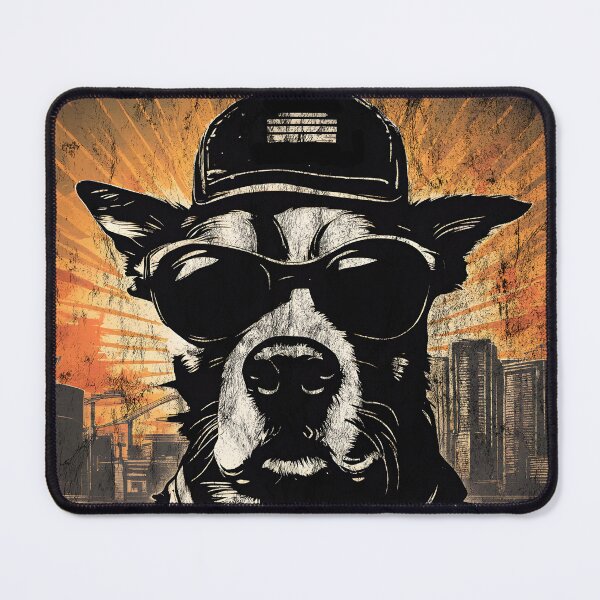 Item preview, Dog With Cap and Glasses Sunset Retro Style designed and sold by AnimatizStore.