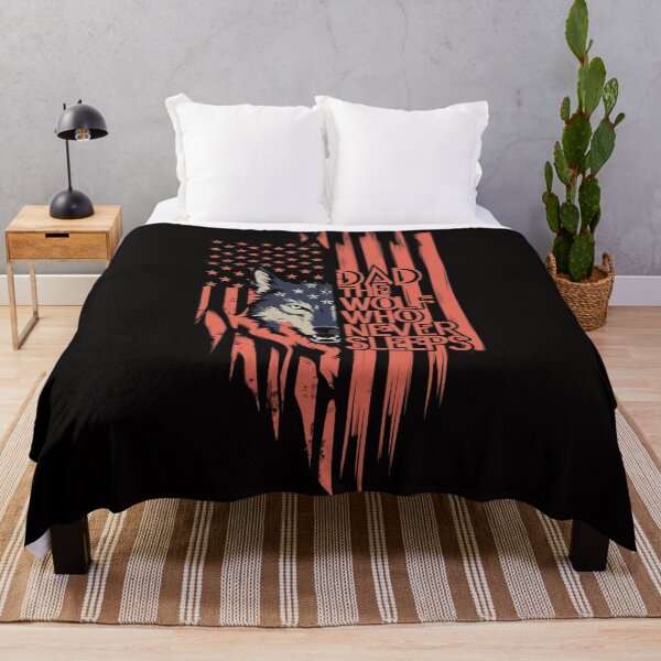 Item preview, Dad The Wolf Who Never Sleeps - Patriotic Wolf T-Shirt designed and sold by HOMEDESIGNPRINT.