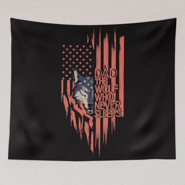 Item preview, Dad The Wolf Who Never Sleeps - Patriotic Wolf T-Shirt designed and sold by HOMEDESIGNPRINT.