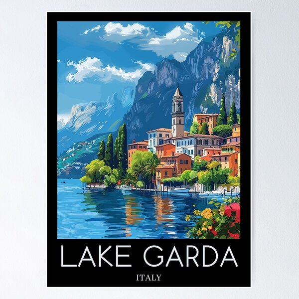 Item preview, A Pop Art Travel Print of Lake Garda - Italy designed and sold by StudioRedKoala.