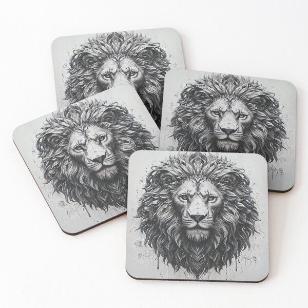 Item preview, Mystical Lion in Grayscale Painting designed and sold by PixelCraftDSG.