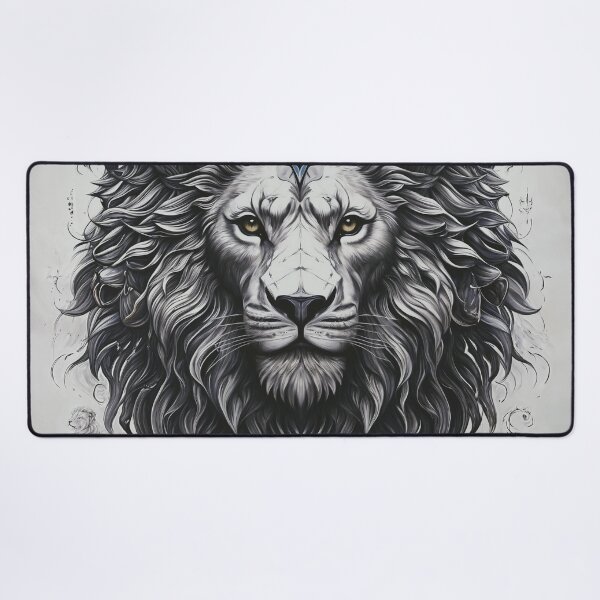 Item preview, Mystical Lion in Grayscale Painting designed and sold by PixelCraftDSG.
