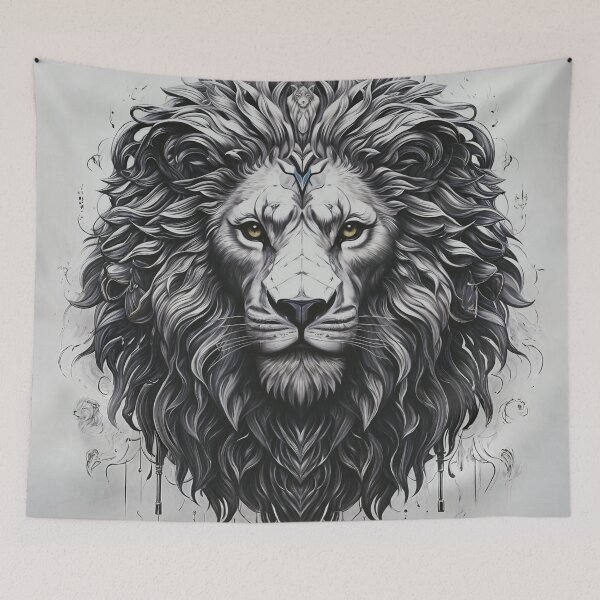 Item preview, Mystical Lion in Grayscale Painting designed and sold by PixelCraftDSG.