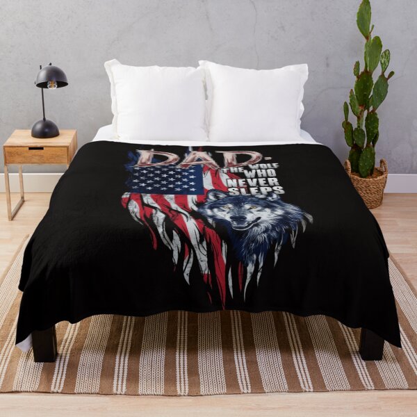 Item preview, Dad: The Wolf Who Never Sleeps - Patriotic Wolf T-Shirt designed and sold by HOMEDESIGNPRINT.