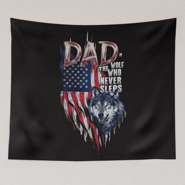Item preview, Dad: The Wolf Who Never Sleeps - Patriotic Wolf T-Shirt designed and sold by HOMEDESIGNPRINT.