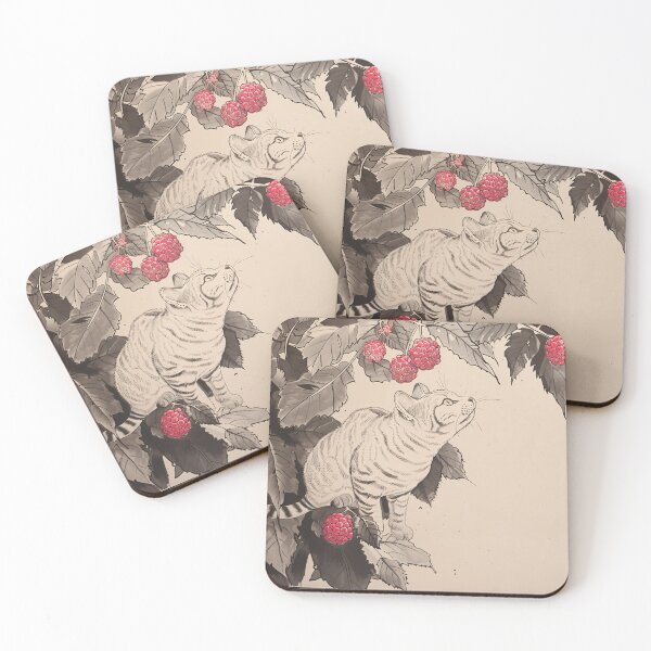 Item preview, Curious Cat and Red Raspberries designed and sold by wyntera.