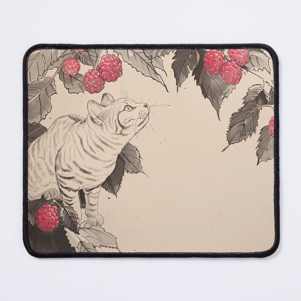 Item preview, Curious Cat and Red Raspberries designed and sold by wyntera.
