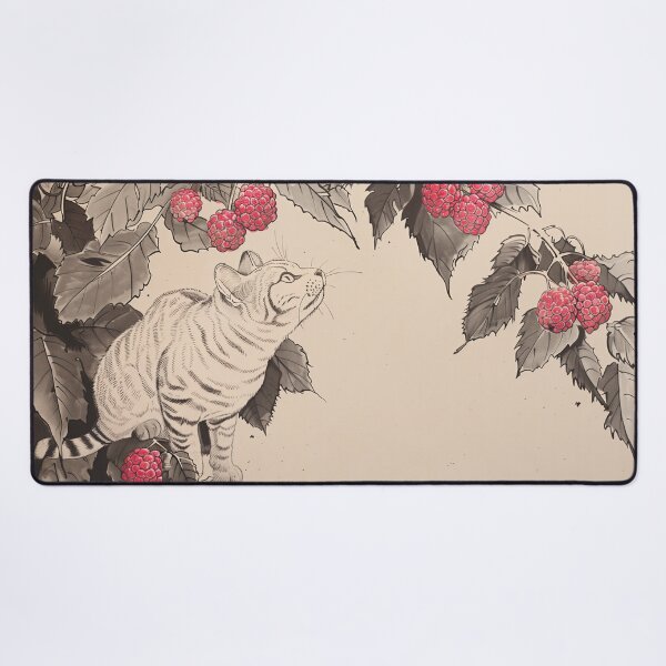 Item preview, Curious Cat and Red Raspberries designed and sold by wyntera.