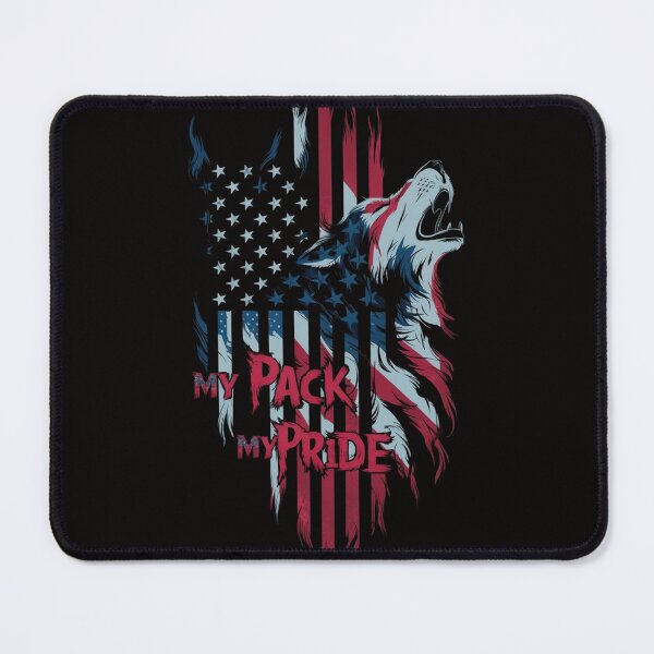 Item preview, Patriotic Wolf T-Shirt - My Pack, My Pride American Flag Design designed and sold by HOMEDESIGNPRINT.