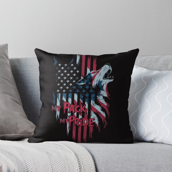 Item preview, Patriotic Wolf T-Shirt - My Pack, My Pride American Flag Design designed and sold by HOMEDESIGNPRINT.