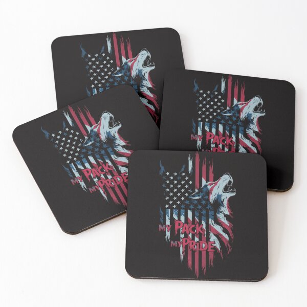 Item preview, Patriotic Wolf T-Shirt - My Pack, My Pride American Flag Design designed and sold by HOMEDESIGNPRINT.