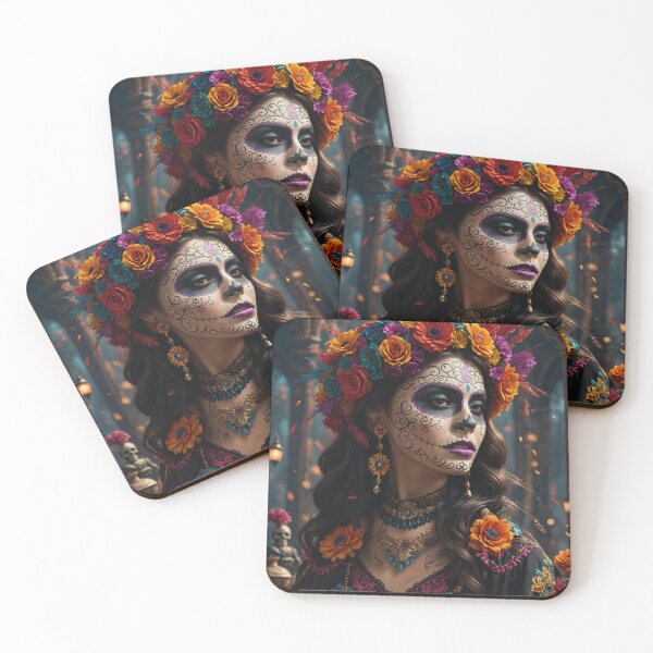 Item preview, Beautiful Woman in Dia De Los Muertos Makeup designed and sold by PolincTees.