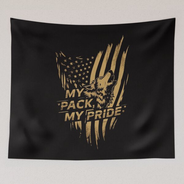 Item preview, My Pack, My Pride - Patriotic Wolf T-Shirt Design designed and sold by HOMEDESIGNPRINT.