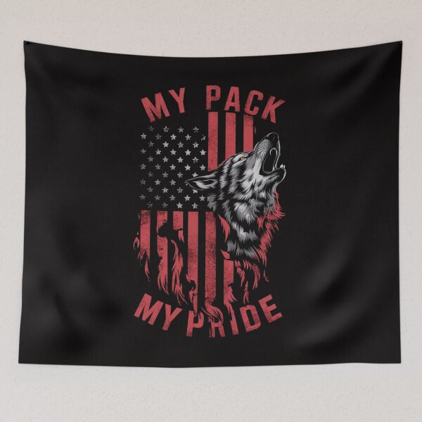 Item preview, My Pack, My Pride - Patriotic Wolf T-Shirt designed and sold by HOMEDESIGNPRINT.