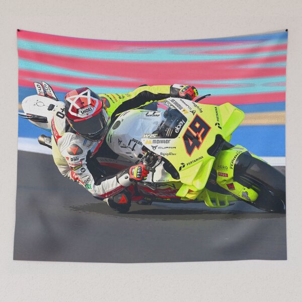 Item preview, Fabio Di Giannantonio making a kneedown on his 2024 motoGP motorcycle abstract designed and sold by Rodissimus1984.