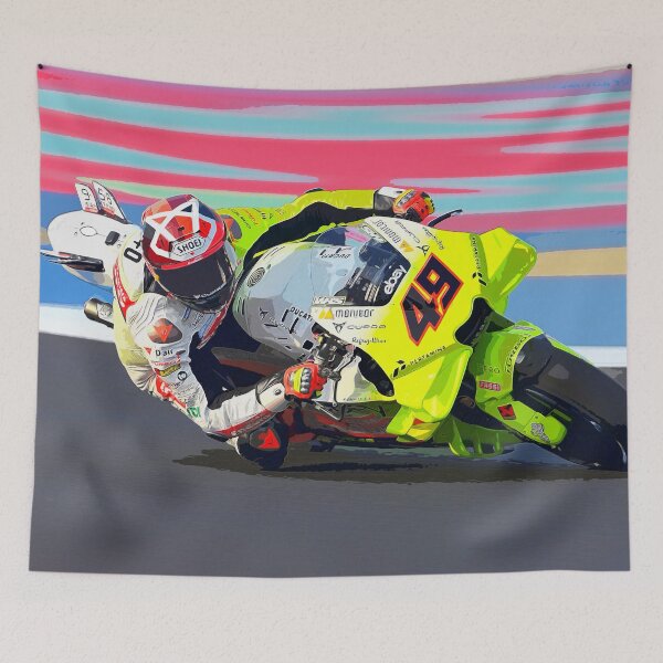 Item preview, Fabio Di Giannantonio making a kneedown on his 2024 motoGP motorcycle watercolor designed and sold by Rodissimus1984.