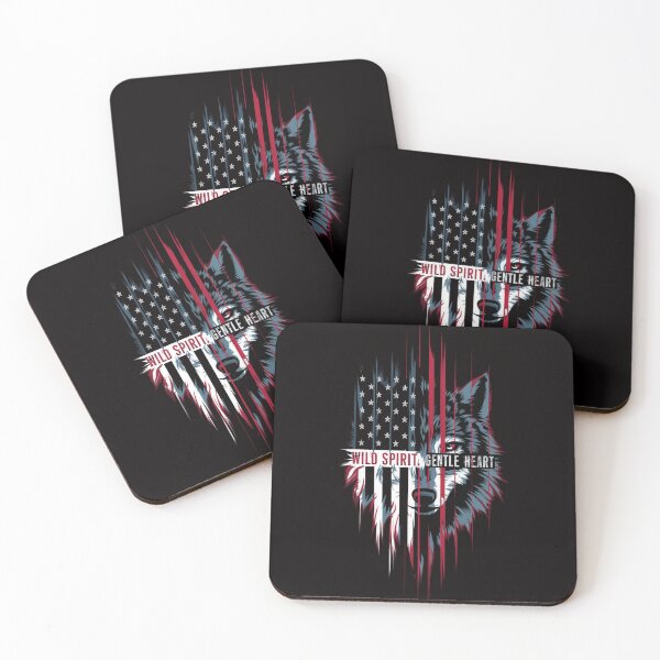Item preview, Wild Spirit, Gentle Heart - Patriotic Wolf T-Shirt Design designed and sold by HOMEDESIGNPRINT.