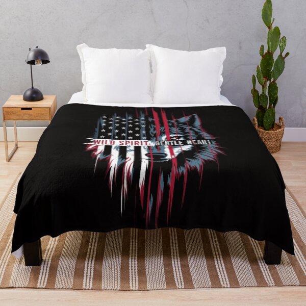 Item preview, Wild Spirit, Gentle Heart - Patriotic Wolf T-Shirt Design designed and sold by HOMEDESIGNPRINT.