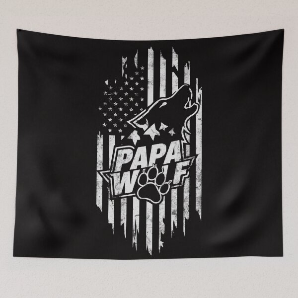 Item preview, Papa Wolf T-Shirt - Patriotic American Flag & Wolf Design designed and sold by HOMEDESIGNPRINT.