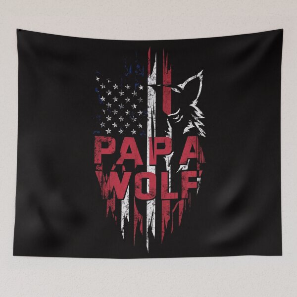 Item preview, Papa Wolf Patriotic T-Shirt - American Flag & Wolf Design Tee designed and sold by HOMEDESIGNPRINT.