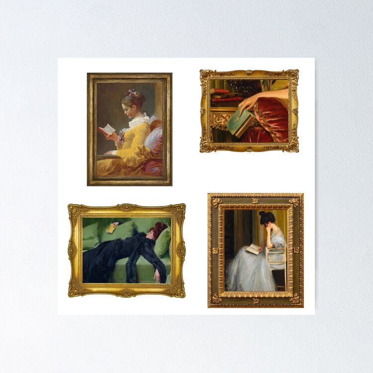 framed classic and vintage art - the reader/book lover | Sticker