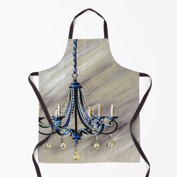 Item preview, Blue chandelier on beige original painting  designed and sold by norascorner.