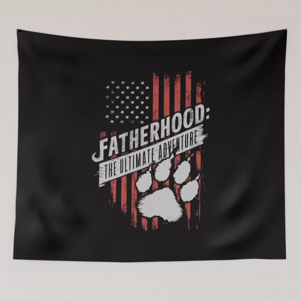 Item preview, Fatherhood Adventure Tee - Patriotic Dad Shirt with Wolf Paw Prints designed and sold by HOMEDESIGNPRINT.