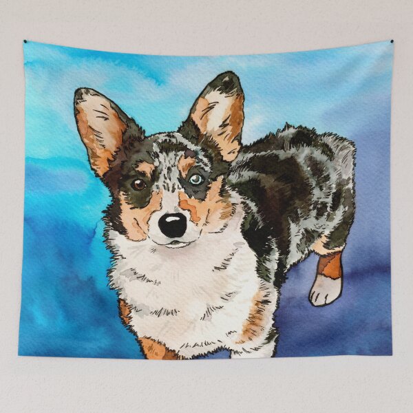 Item preview, Cute Cardigan Welsh Corgi Puppy Watercolor Painting designed and sold by KelseyLovelle.