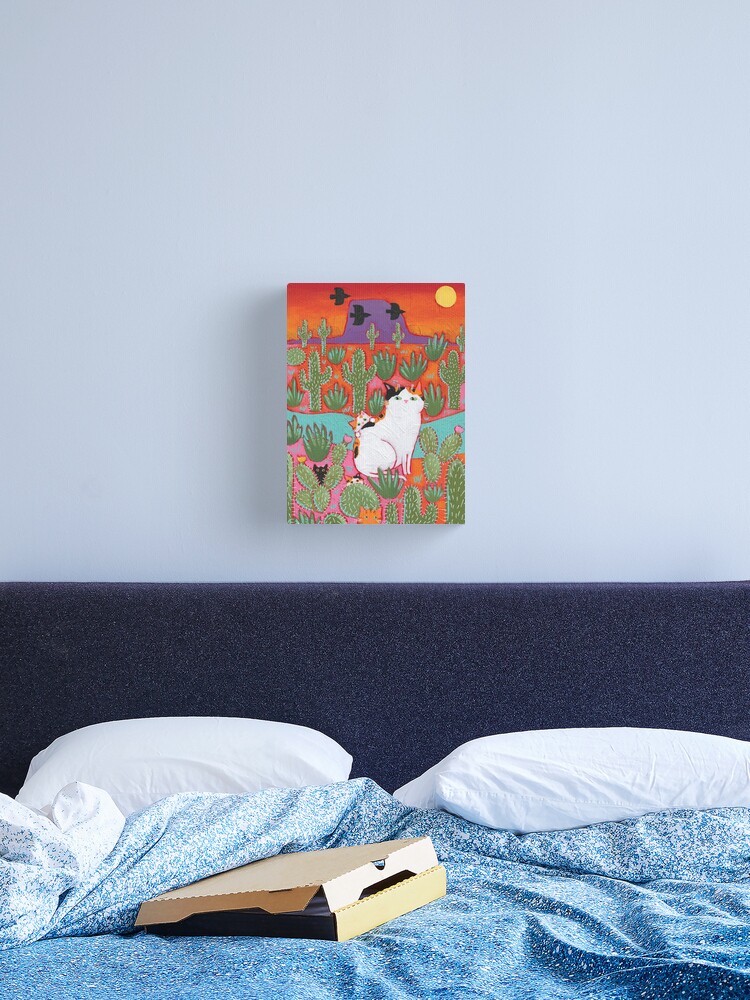 Thumbnail 2 of 3, Canvas Print, Desert Mom and Kittens designed and sold by kilkennycat.