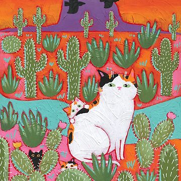Artwork thumbnail, Desert Mom and Kittens by KilkennyCat Art