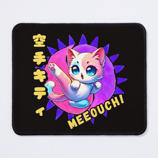 Item preview, Karate Kitty "MEEOUCH!" Kawaii-Style Design Japanese Characters designed and sold by Jim Stephens.