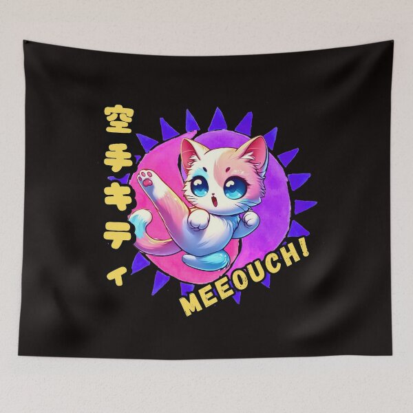 Item preview, Karate Kitty "MEEOUCH!" Kawaii-Style Design Japanese Characters designed and sold by Jim Stephens.