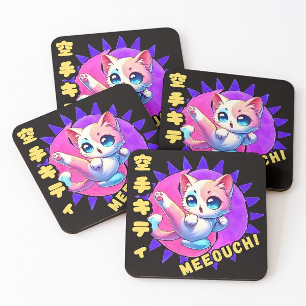 Item preview, Karate Kitty "MEEOUCH!" Kawaii-Style Design Japanese Characters designed and sold by Jim Stephens.