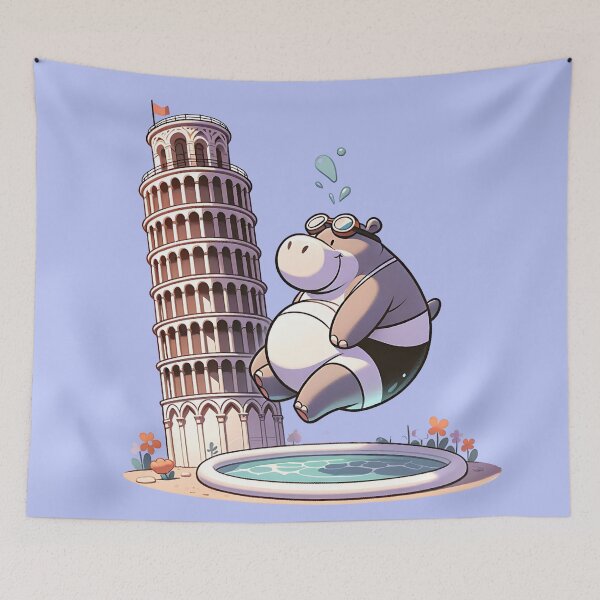 Item preview, Pizza Plunge: Surreal Hippopotamus Photography designed and sold by 0penvimark.