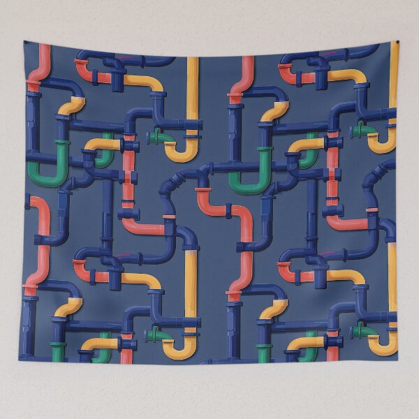 Item preview, Abstract Water Pipe Maze in Red Orange Blue Patterns v1 | Phone case, Blanket, Cushion designed and sold by BuzzworthyShop.