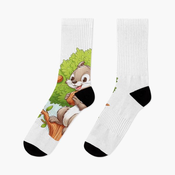 Item preview, cartoon of a squirrel wearing a t-shirt eating nuts on a tree designed and sold by MzulhilmiZam.