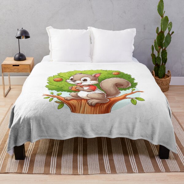 Item preview, cartoon of a squirrel wearing a t-shirt eating nuts on a tree designed and sold by MzulhilmiZam.