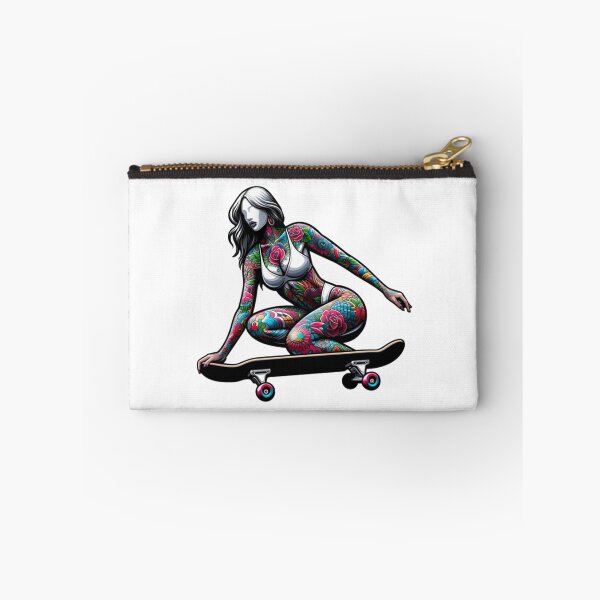 Item preview, Tattooed Woman in Bikini on Skateboard designed and sold by PinUpPizzazz.