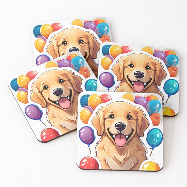 Item preview, Pegatina de dibujos animados de fiesta de cumpleaños de golden retriever designed and sold by Vivid Studio.