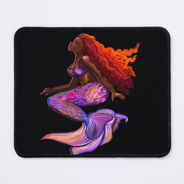 Item preview, Mermaid underwater with flowing red Afro hair, brown skin African American mermaids designed and sold by Artonmytee.