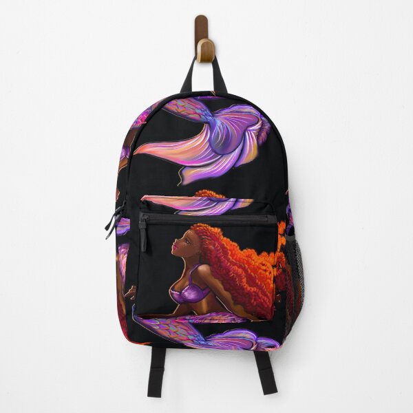 Item preview, Mermaid underwater with flowing red Afro hair, brown skin African American mermaids designed and sold by Artonmytee.
