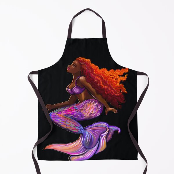 Item preview, Mermaid underwater with flowing red Afro hair, brown skin African American mermaids designed and sold by Artonmytee.