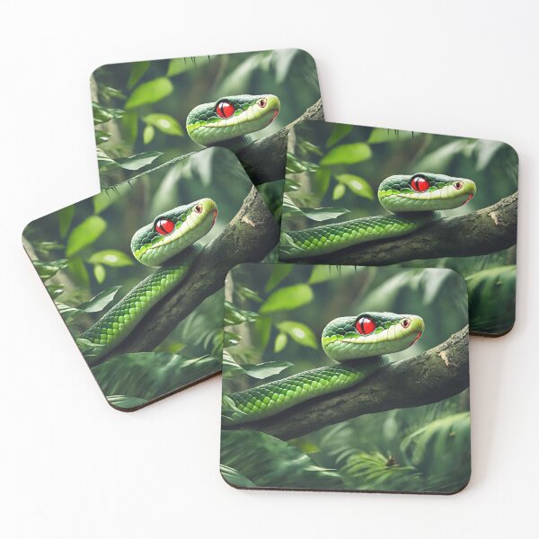Item preview, A green red eyed snake in the jungle designed and sold by greentiger1.