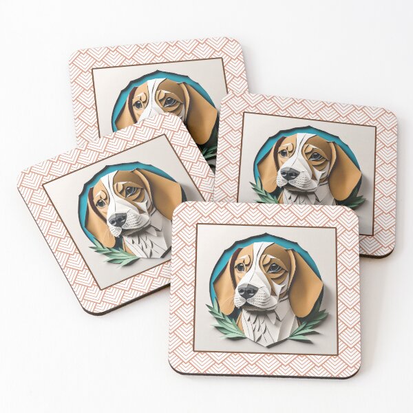 Artikelvorschau, Beagle-Kissen im Papercut-Imitationsstil entworfen und verkauft von tkoles.
