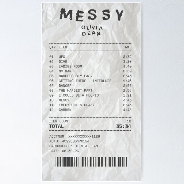 Item preview, Messy Album Receipt designed and sold by melisa11hernand.