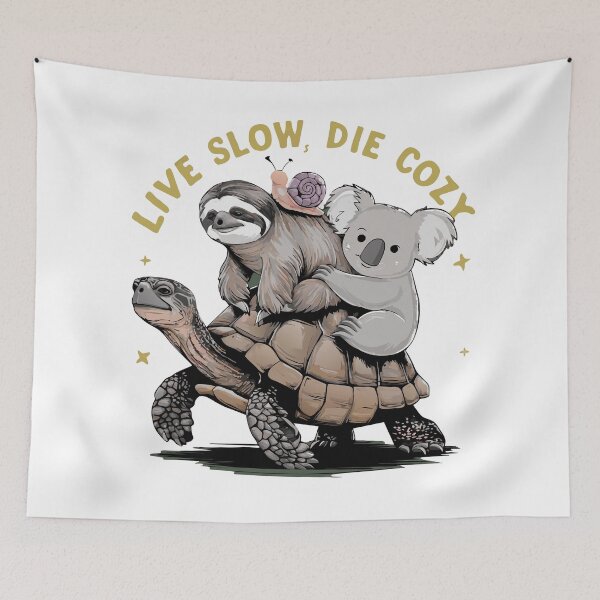 Item preview, Live Slow Die Cozy: Adorable Trio of Friends Illustration designed and sold by Designowner.